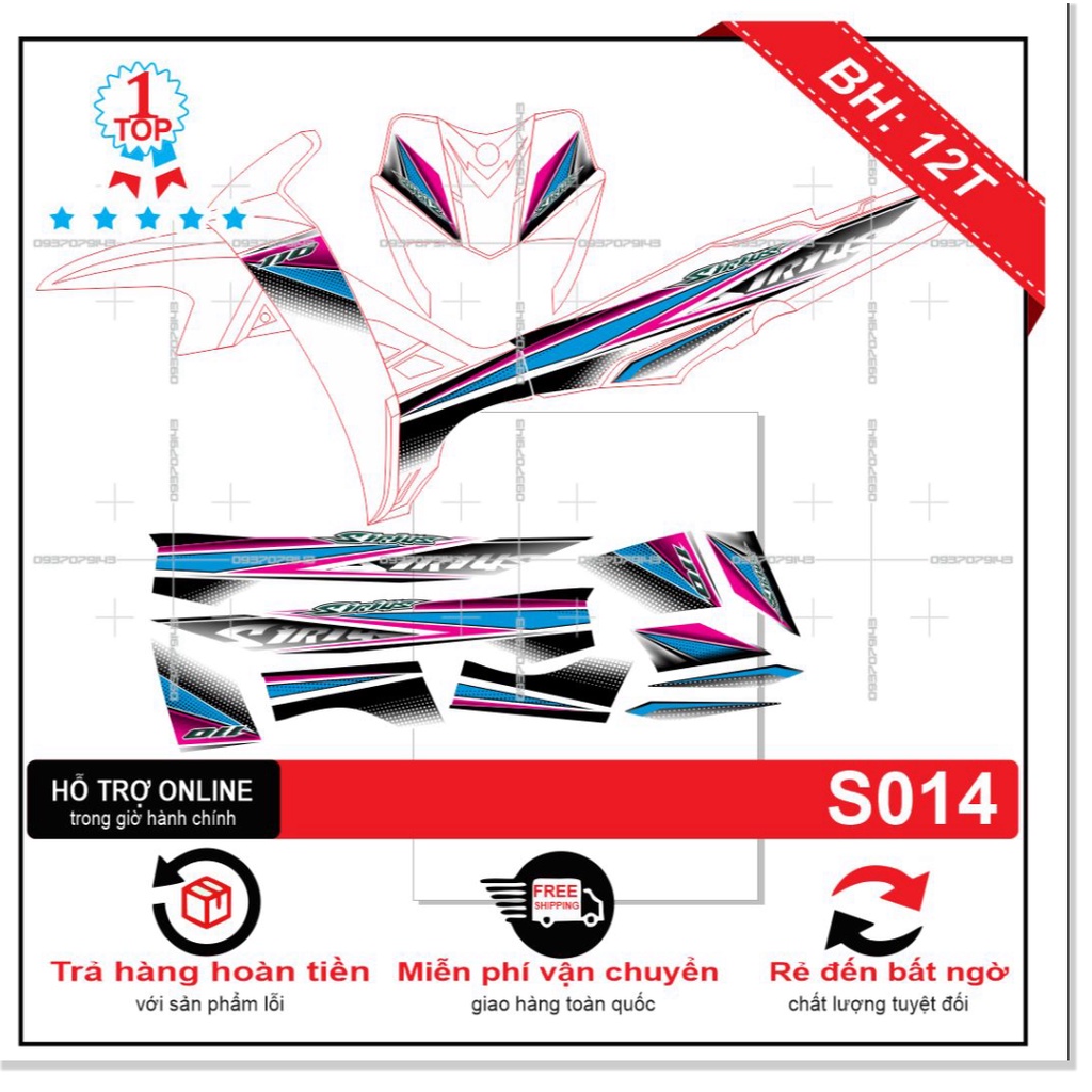 ( Quí khách vui lòng mang ra tiệm cho thợ dán ) Tem Sirius trắng xanh 014