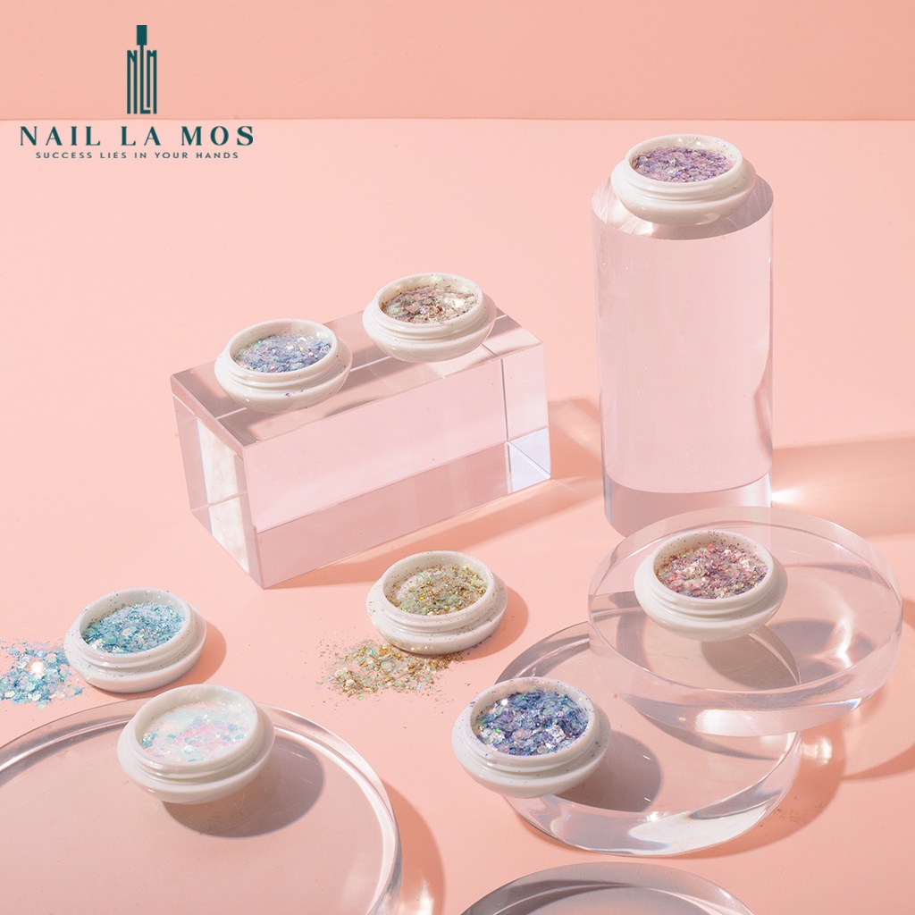 Set nhũ kim tuyến 8 màu trang trí móng đắp ẩn gel phong cách Hàn Nhật