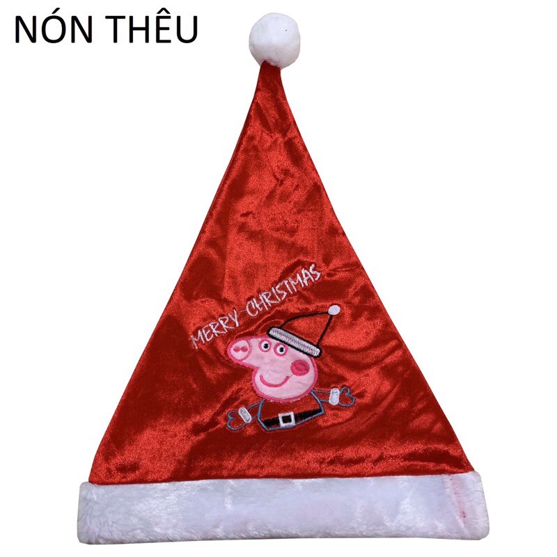 Nón Noel thêu hình xinh xắn cho bé