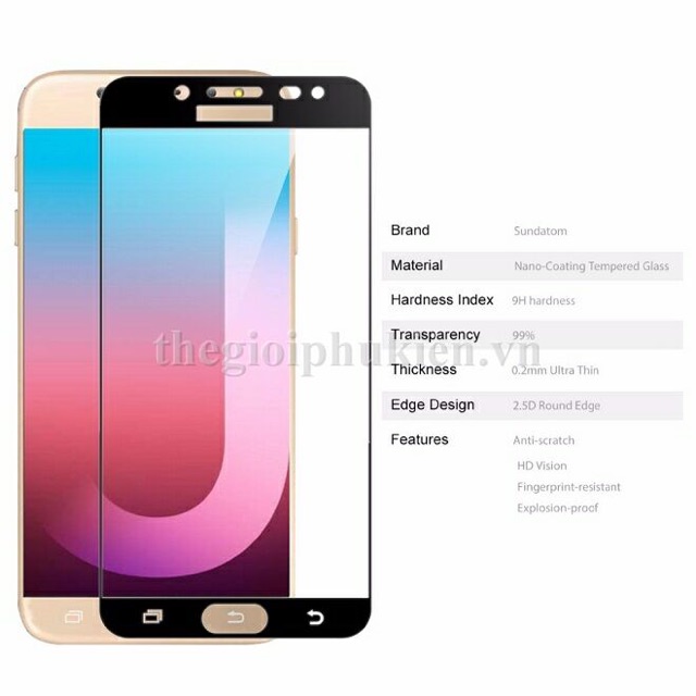 Cường lực full màn hình,full keo J7pro,j7Plus,J7Prime