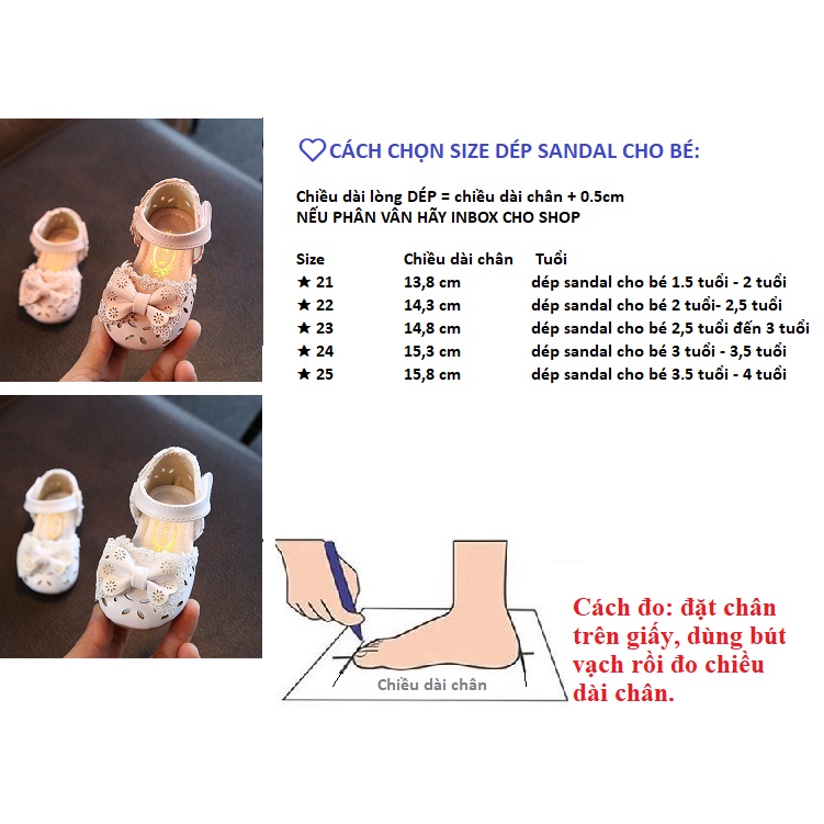 Sandal Bé Gái có nơ kiểu dáng giày công chúa [H1] cho bé gái từ 1- 4 tuổi siêu dễ thương LUCKY SHOES VN