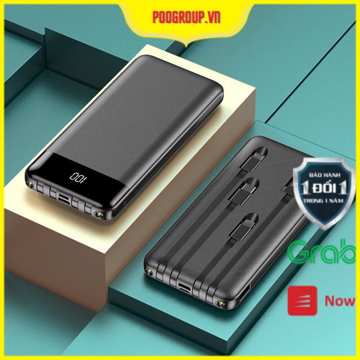 Pin Sạc Dự Phòng Hoco mini DB07 / CJ5 10.000mAh Tích Hợp 4 Dây Sạc bảo hành chính hãng 12 tháng poogroup.vn