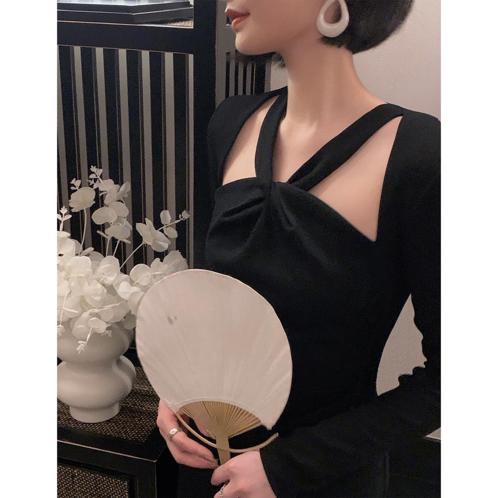 COZOK Đầm tay dài kiểu dáng đơn giản hợp thời trang