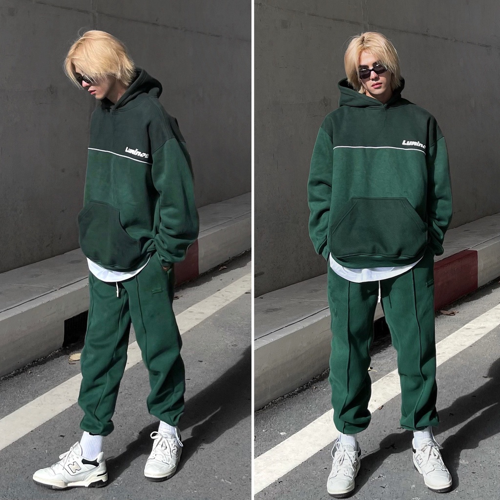 Quần nỉ dài Basic Line Pants, Quần nỉ xuông ống rộng bo gấu nam nữ unisex, Brand Luminos