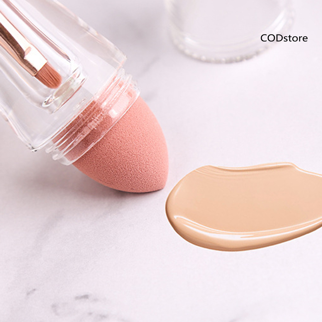 COD*Contour Brush Ergonomic Transparent Dust-proof 3 in 1 Foundation Brush for Dressing Room