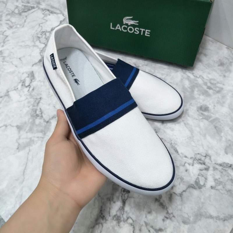 giày lười vải đế bệt mũi bo tròn thời trang nam cá tính lacoste