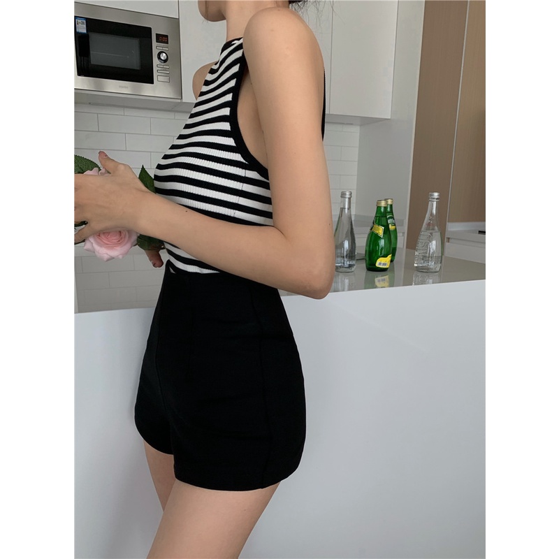 Áo Dệt Kim Không Tay Họa Tiết Sọc Màu Đen Phong Cách Cổ Điển Hàn Quốc Cho Nữ | BigBuy360 - bigbuy360.vn