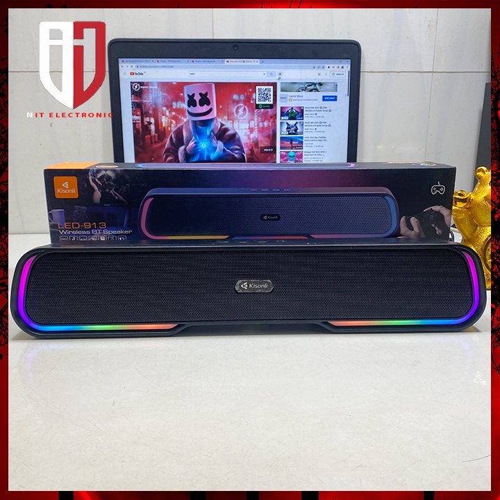 Loa bluetooth soundlbar Kisonli Led-913 máy tính nghe nhạc led RGB loa vi tính bass mạnh