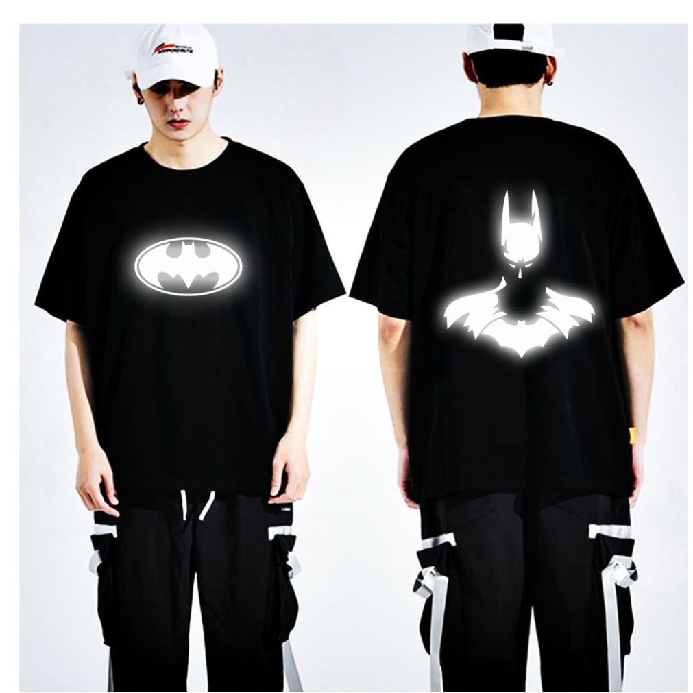 Áo Thun, Áo Thun Tay Lỡ Phom Rộng, Unisex In Hình Batman Siêu Ngầu Freesize, In Decal Phản Quang Siêu Đẹp Xịn