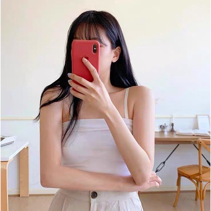 Áo hai dây nữ sợi chất thun co giãn basic kiểu croptop, ôm người Rosie Dream Shop