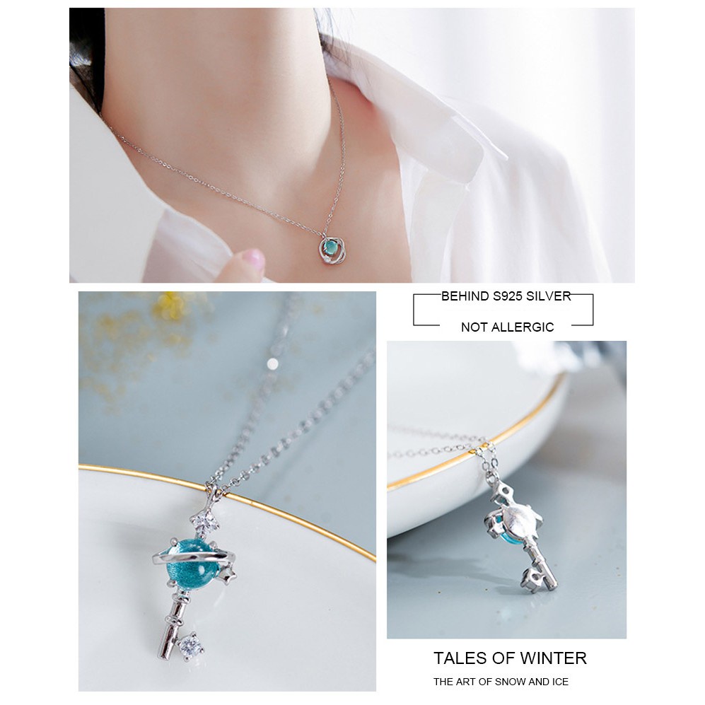 Vòng cổ bạc S925 mặt hình hành tinh/ ngôi sao đính đá thời trang cực đẹp cho nữ
