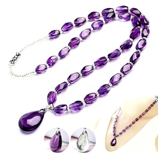 Hàng Chính Hãng Dây Chuyền Mặt Đá Thạch Anh Tím/ Pha Lê Trắng Vận Chuyển Khí Chất Quà Tặng Thời Trang G