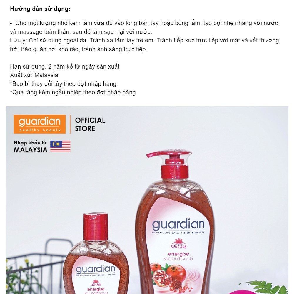 Sữa tắm có hạt Guardian Energise Spa bath scrub 750ml | BigBuy360 - bigbuy360.vn