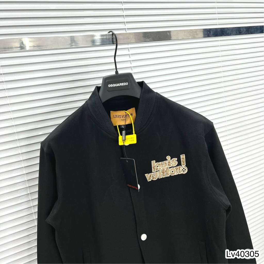 Áo Khoác Bomber Nam Lv Phối Họa Tiết Chữ Thêu Sau Lưng . Áo Khoác Bomber Lv Chất Dạ Cao Cấp - MINH TÂY STORE