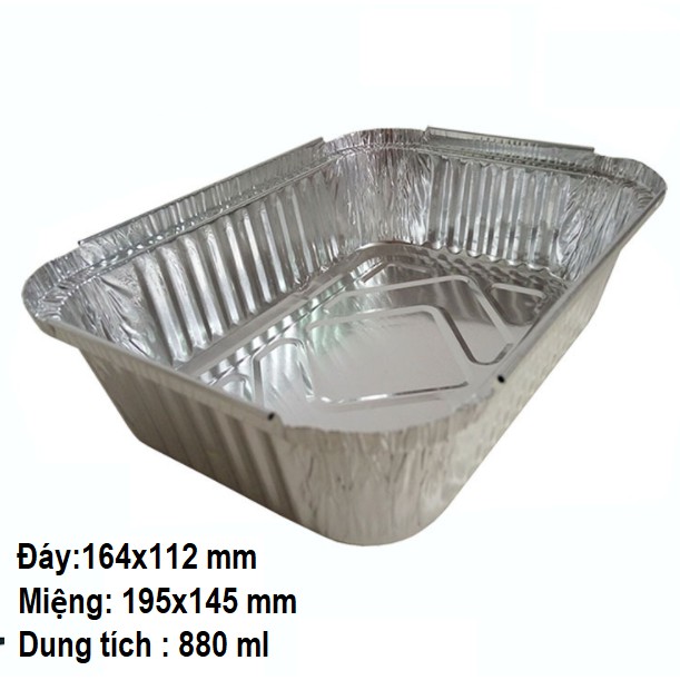 10 Khay giấy nhôm 880ml hộp giấy nhôm nắp nhôm