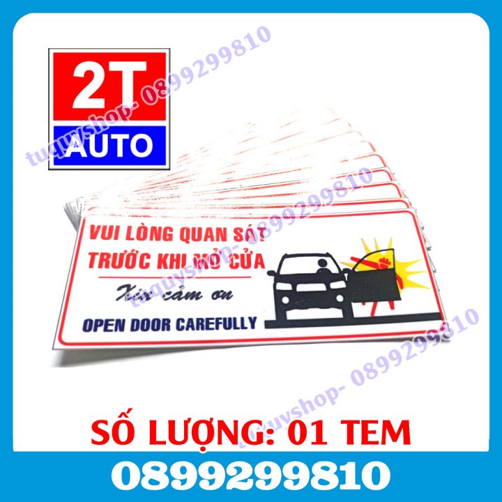 01 TEM DECAL DÁN CHÚ Ý QUAN SÁT TRƯỚC KHI MỞ CỬA Ô TÔ XE HƠI, STICKER DÁN XE CẢNH BÁO MỞ CỬA CẨN THẬN
