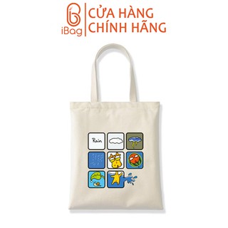 Túi tote vải canvas IBAG nữ phong cách ulzzang dáng unisex in hình 8 icon N030