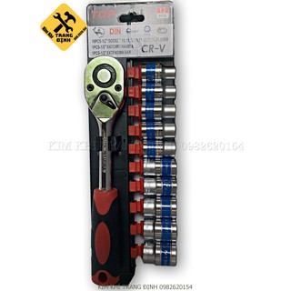 Bộ tuýp 10 chi tiết 1/2 (Cần tự động cán bọc nhựa)