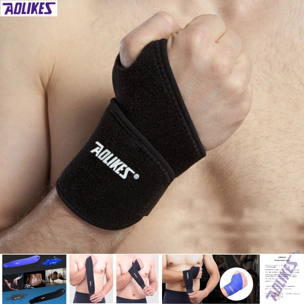 Bán sỉ - AOLIKES AL 7937 (1 cái) đai cuốn cổ tay đa năng, bảo vệ cổ tay chống trượt chuyên gym chính hãng - bansidogym.