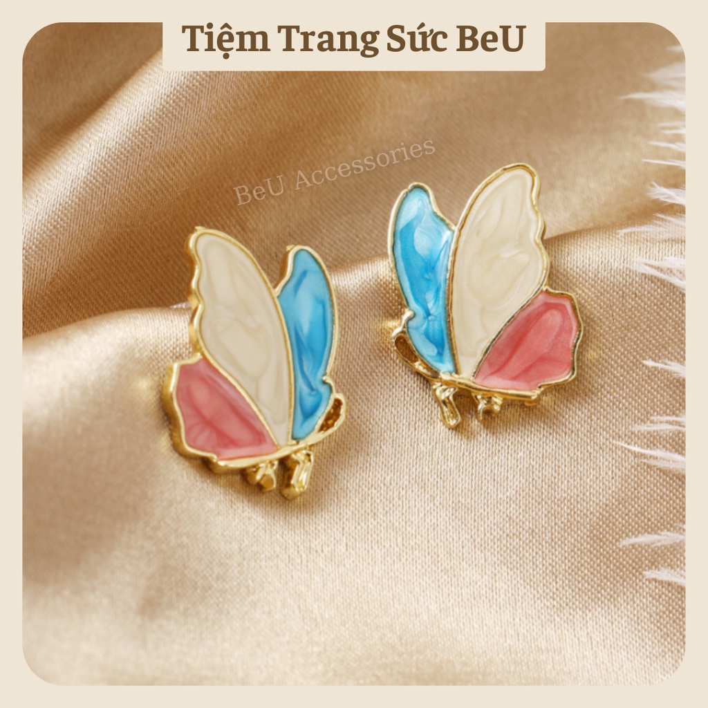 Bông Tai Khuyên Tai Nữ Hình Bướm 3 Màu Phong Cách Hàn Quốc BeU