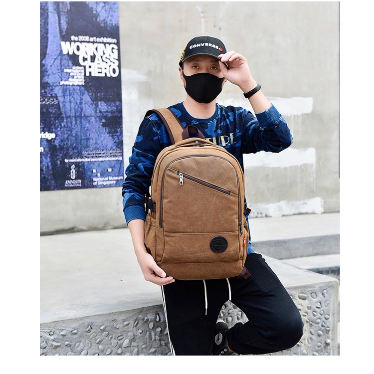 Ba lô vải canvas thời trang cá tính trẻ trung