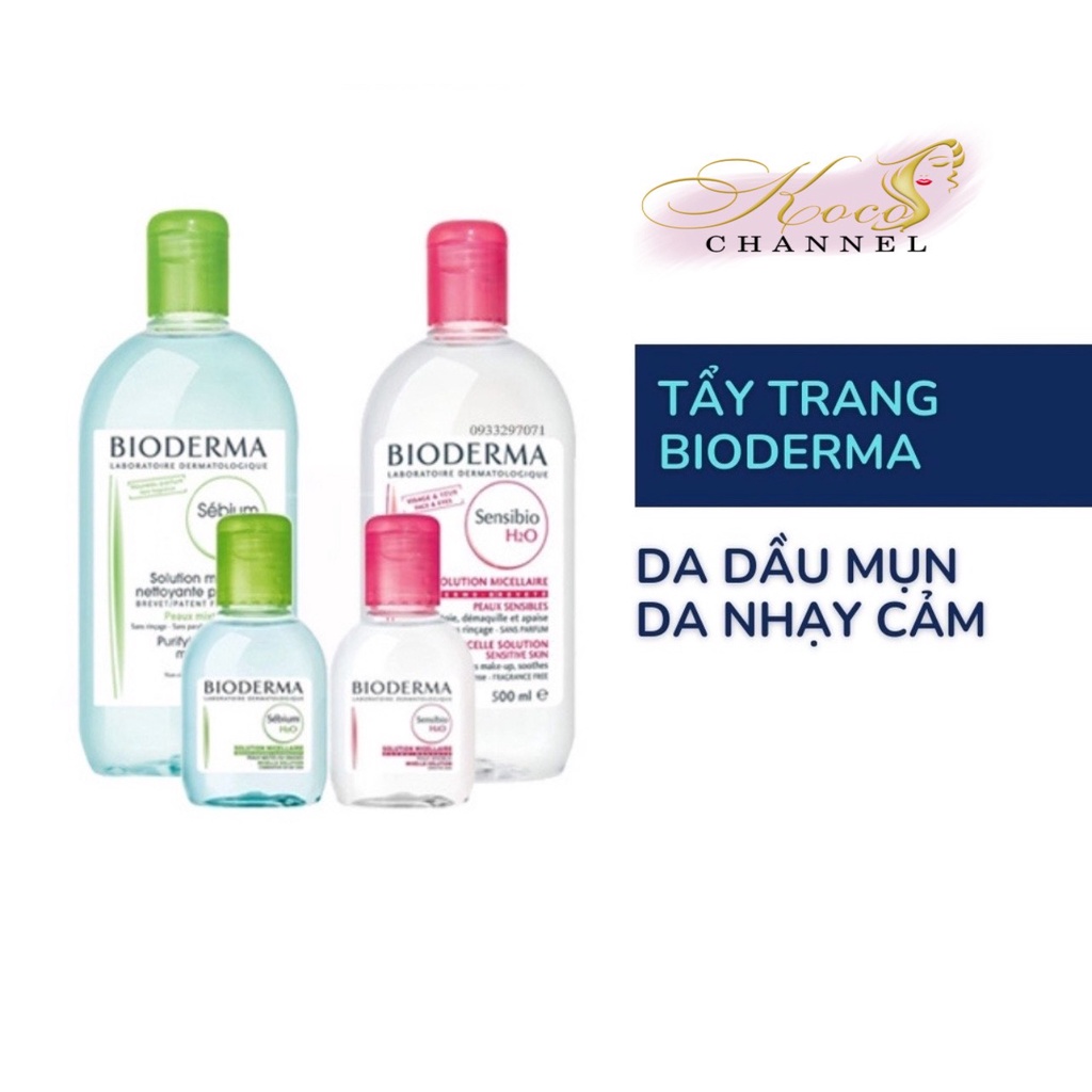 [CHUẨN AUTH]Nước Tẩy Trang Bioderma Pháp H2O Xanh - Hồng