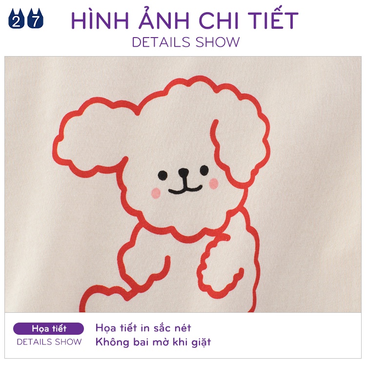 Áo thun cho bé 27HOME họa tiết hình thú đáng yêu chất cotton mềm mại