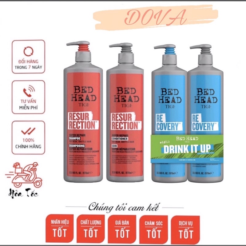 Bộ Dầu Gội Xả Tigi Đỏ - Xanh Mẫu Mới 970ml - Dầu Gội Xả Tái Sinh Và Siêu Phục Hồi Tigi 2021 Chính Hãng