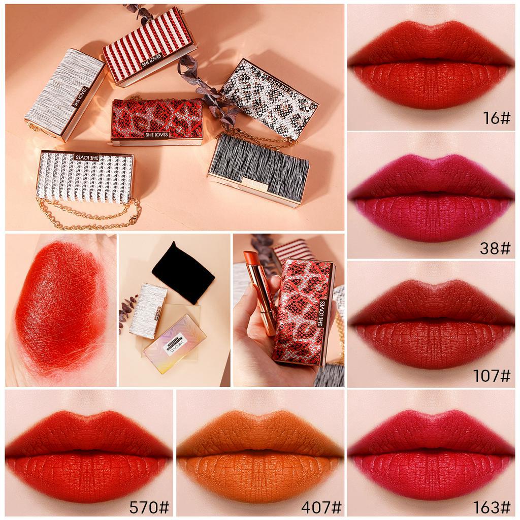 [Hàng mới về] Son Lì Sheloves Thiết Kế Túi Đựng Nhỏ Gọn Có 6 Màu Lựa Chọn