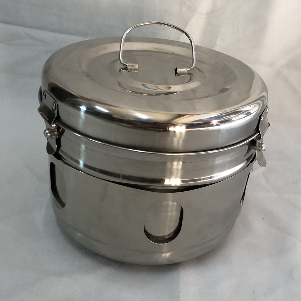 Hộp hấp dụng cụ y tế inox hình tròn size 20 x 16 cm