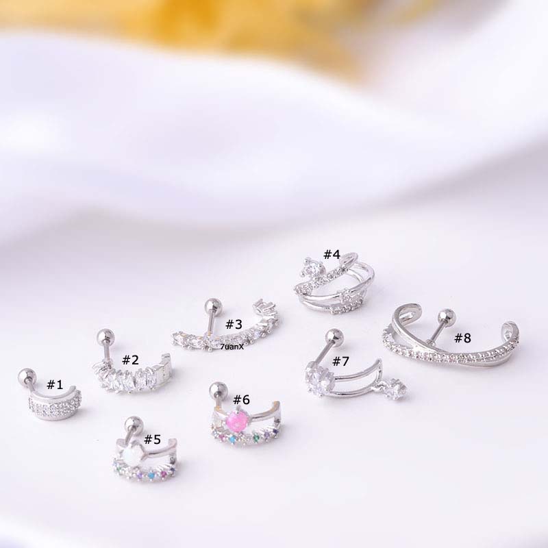 1 Khuyên tai bằng thép không gỉ 0.8mm (20G) đính đá kiểu dáng thời trang dành cho nữ