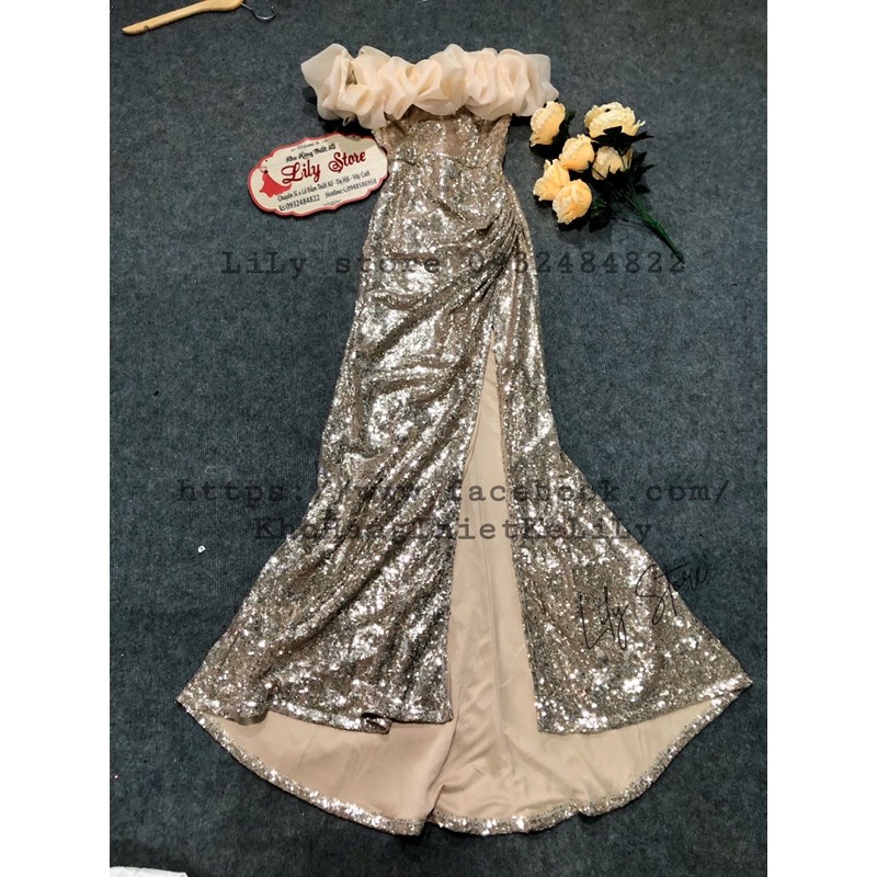 ĐẦM KIM SA BẸT VAI NHÚNG PHỒNG VOAN MỸ ( Ảnh và video 1000% )