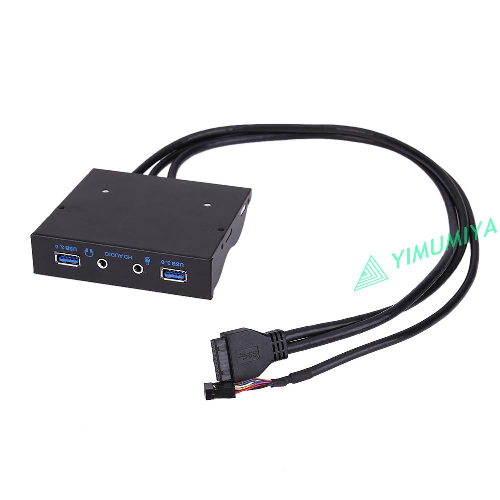 YI 3.5" 20Pin to 2 USB 3.0 Port HUB + HD Audio PC Floppy Expansion Front Panel