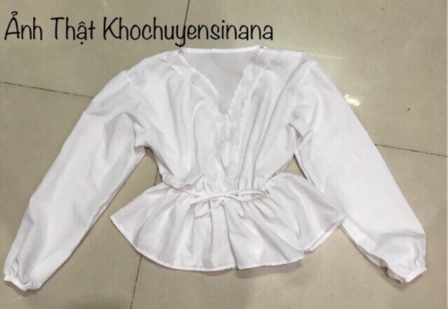 [Mã FAMAYWA giảm 10K đơn 50K] áo kiểu cổ V tay dài bo xinh kèm ảnh thật | BigBuy360 - bigbuy360.vn