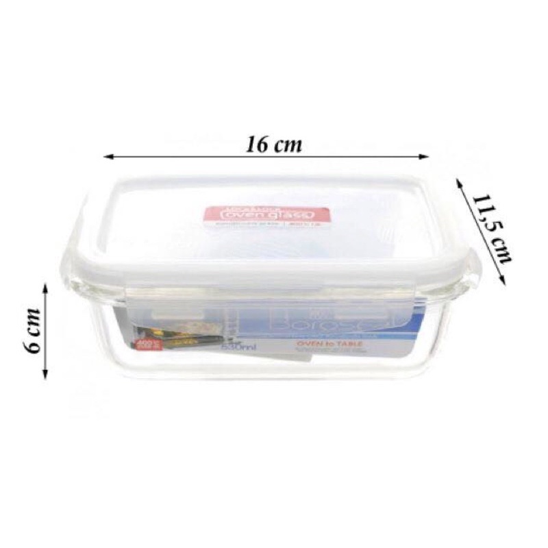 Hộp Thuỷ Tinh Chịu Nhiệt Lock&amp;Lock LLG426 530ml - Dùng Được Cho Lò Vi Sóng - Hộp Mang Cơm, Đựng Thực Phẩm