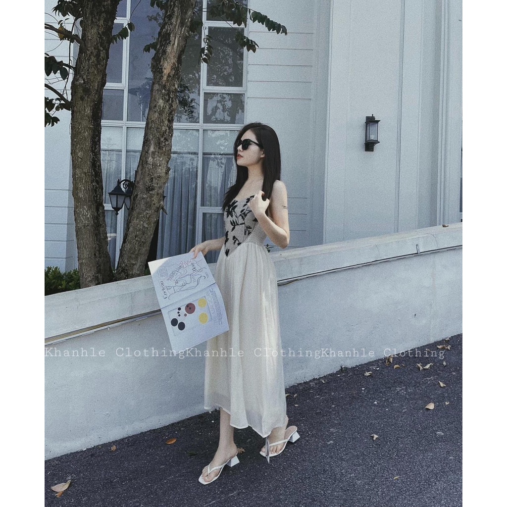 [ 𝐅𝐑𝐄𝐄 𝐒𝐇𝐈𝐏 ] VÁY 2 DÂY PHỐI TƠ HOA NHÍ DÁNG DÀI