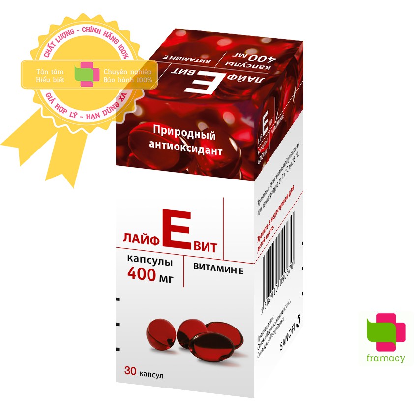 E đỏ Nga, vitamin E đỏ Zentiva 400mg, 30 viên - Xuất xứ Nga