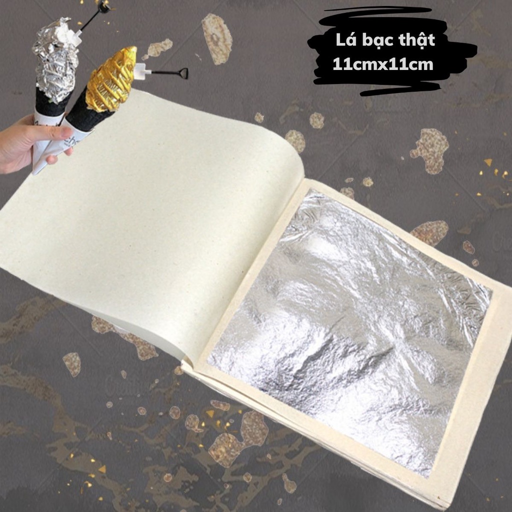 Lá bạc thật dùng trang trí bánh, thực phẩm, đồ nội thất cao cấp, đồ thờ