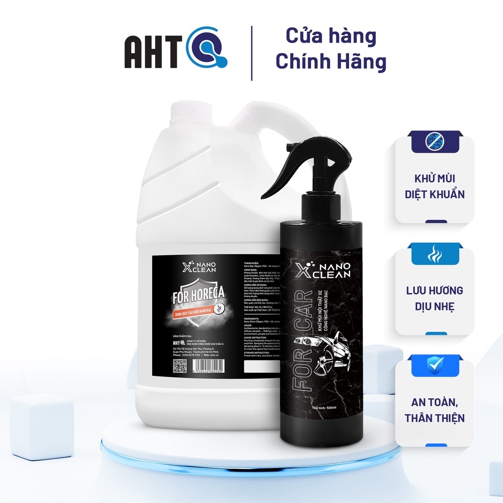 Dung dịch phun khói, tạo khói Nano Xclean For Horeca-hương bạc hà / sả chanh - khử mùi ô tô, nhà hàng, khách sạn 5L/ 4L