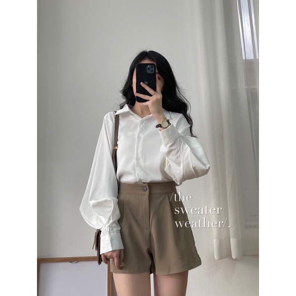 Short vải cạp cao basic ống rộng xẻ bên ( Ảnh thật ) | BigBuy360 - bigbuy360.vn