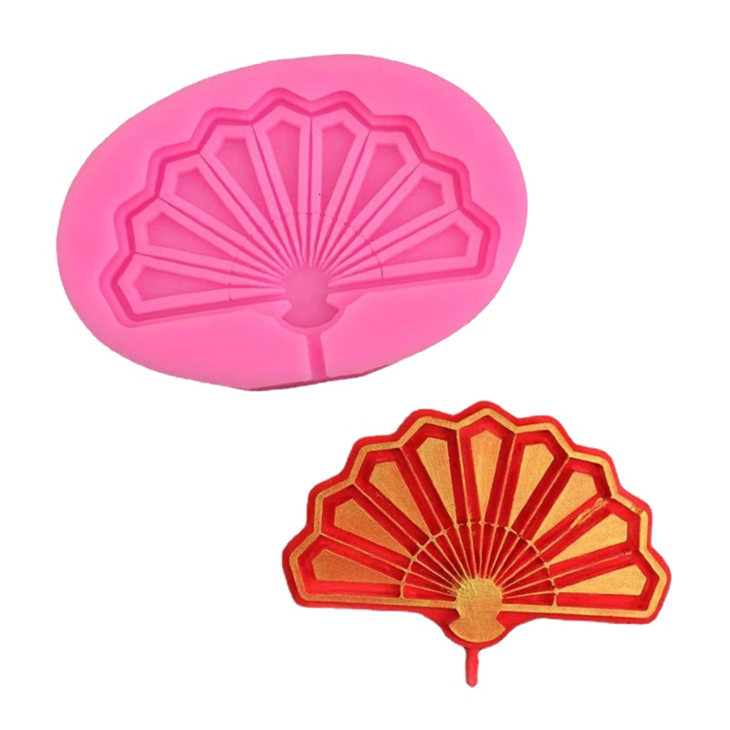 Khuôn Làm Kẹo Mềm / Sô Cô La Hình Quạt 3D Kiểu Trung Hoa DIY