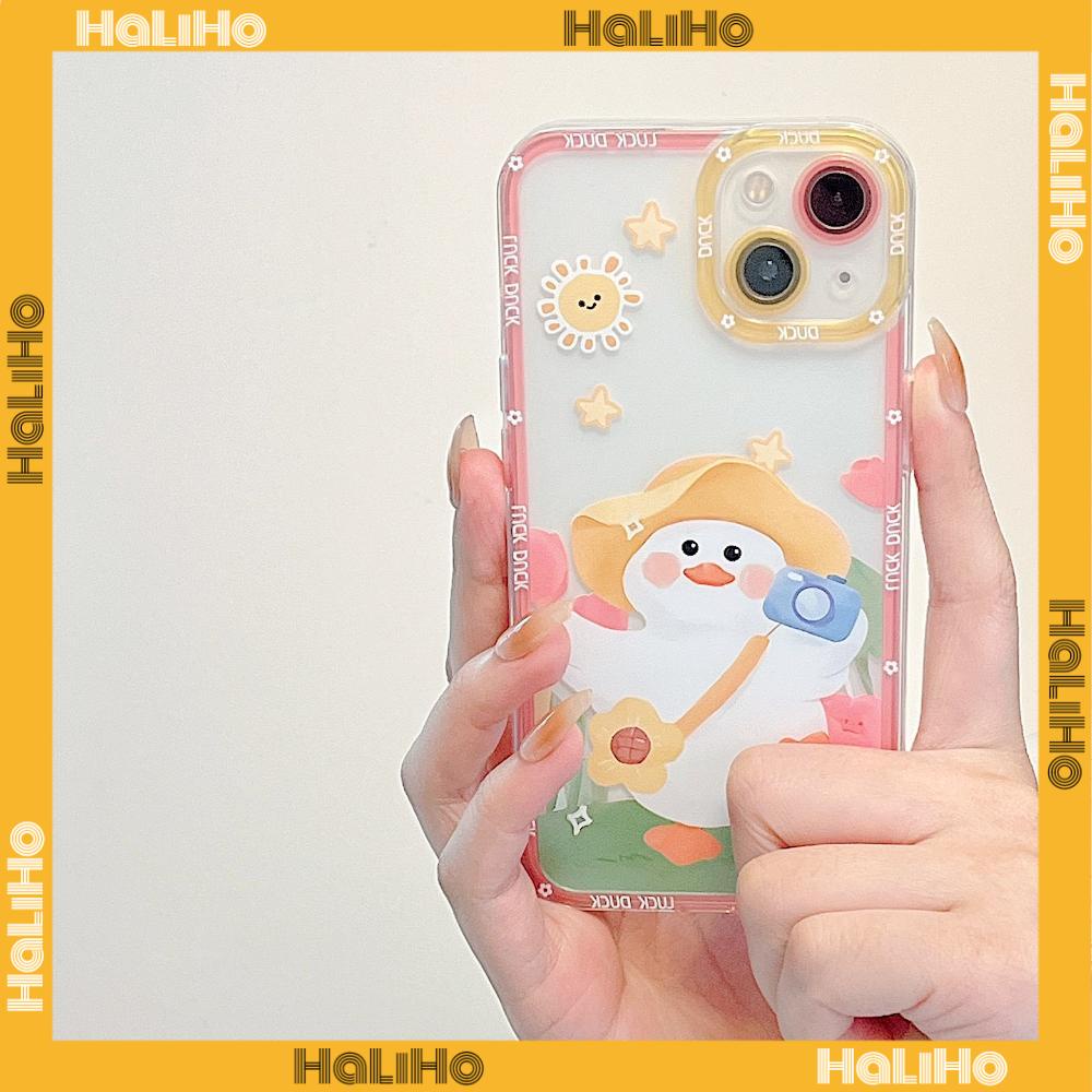 iPhone Case Silicone Soft Case Clear Case Square Edge Shockproof Protection Camera Cartoon Duck Cute Compatible For iPhone 11 iPhone 13 Pro Max iPhone 12 Pro Max iPhone 7 Plus xr