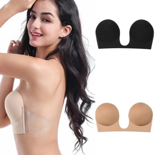 Áo lót nâng ngực AIJOLEN cổ chữ U khoét sâu hở lưng bằng silicon quyến rũ cho nữ