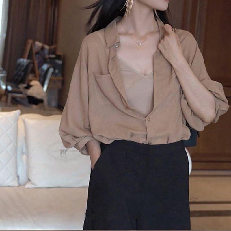 Áo vải voan dáng rộng phong cách retro Hàn Quốc thời trang mùa hè 2021