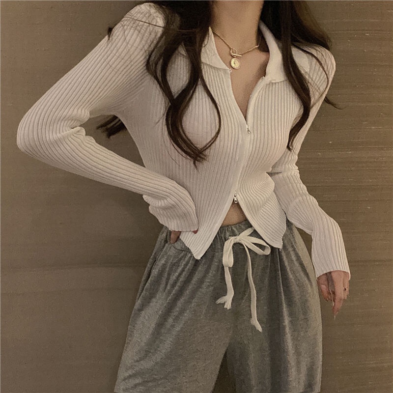 Áo cardigan IELGY ngắn tay hai chiều có khóa kéo chống nắng thời trang Hàn Quốc dành cho nữ