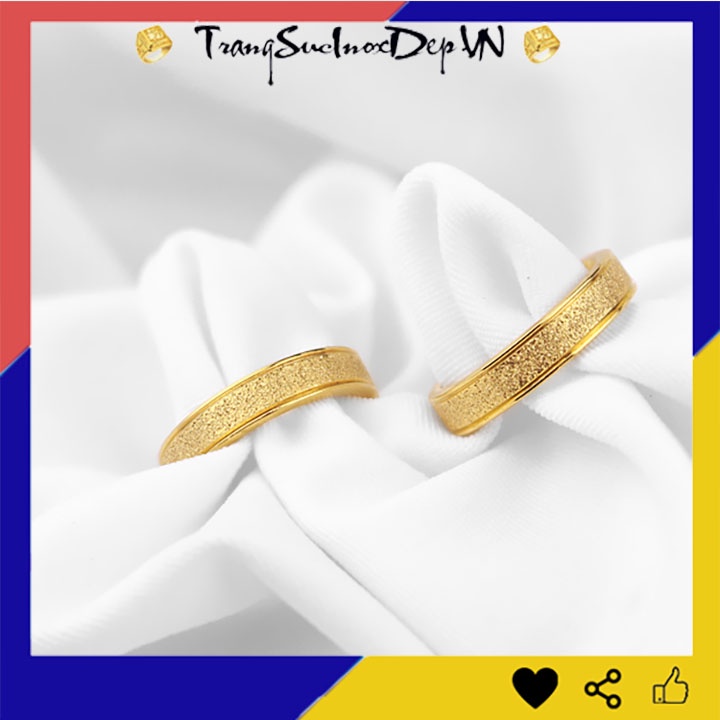 Nhẫn inox phun cát màu vàng sáng đep, không đen, hợp thời trang - Tặng hộp đựng nhẫn xinh xắn (1 chiếc)