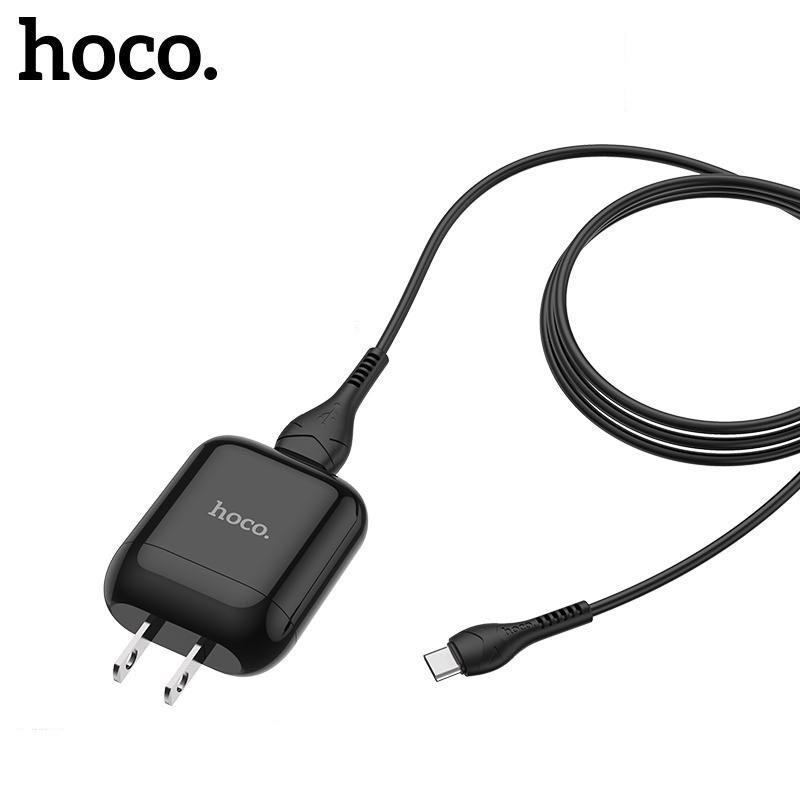 Combo cốc sạc 1 cổng usb và cáp sạc Hoco HK2 Type-C hỗ trợ sạc nhanh 3.4A cho Smartphone nhựa PC cao cấp, chống cháy nổ