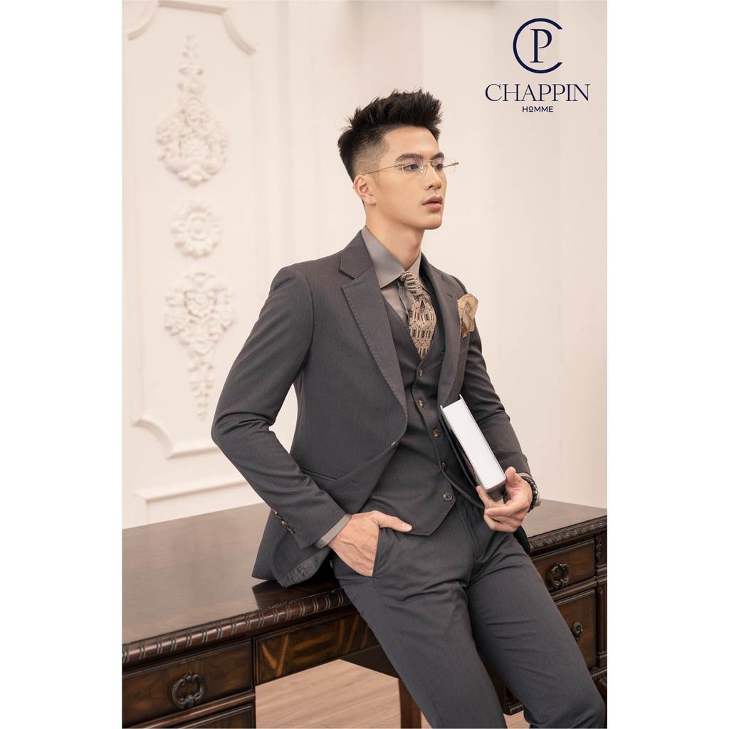 Bộ Vest Comlê màu xám 2 cúc from dáng lịch sự, lịch lãm, sang trọng
