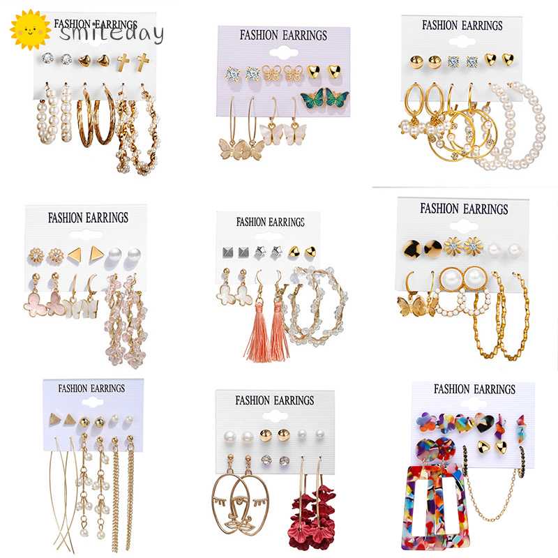 Bộ Bông Tai Hình Bướm Đính Ngọc Trai Nhân Tạo Phong Cách Bohemian Cho Nữ