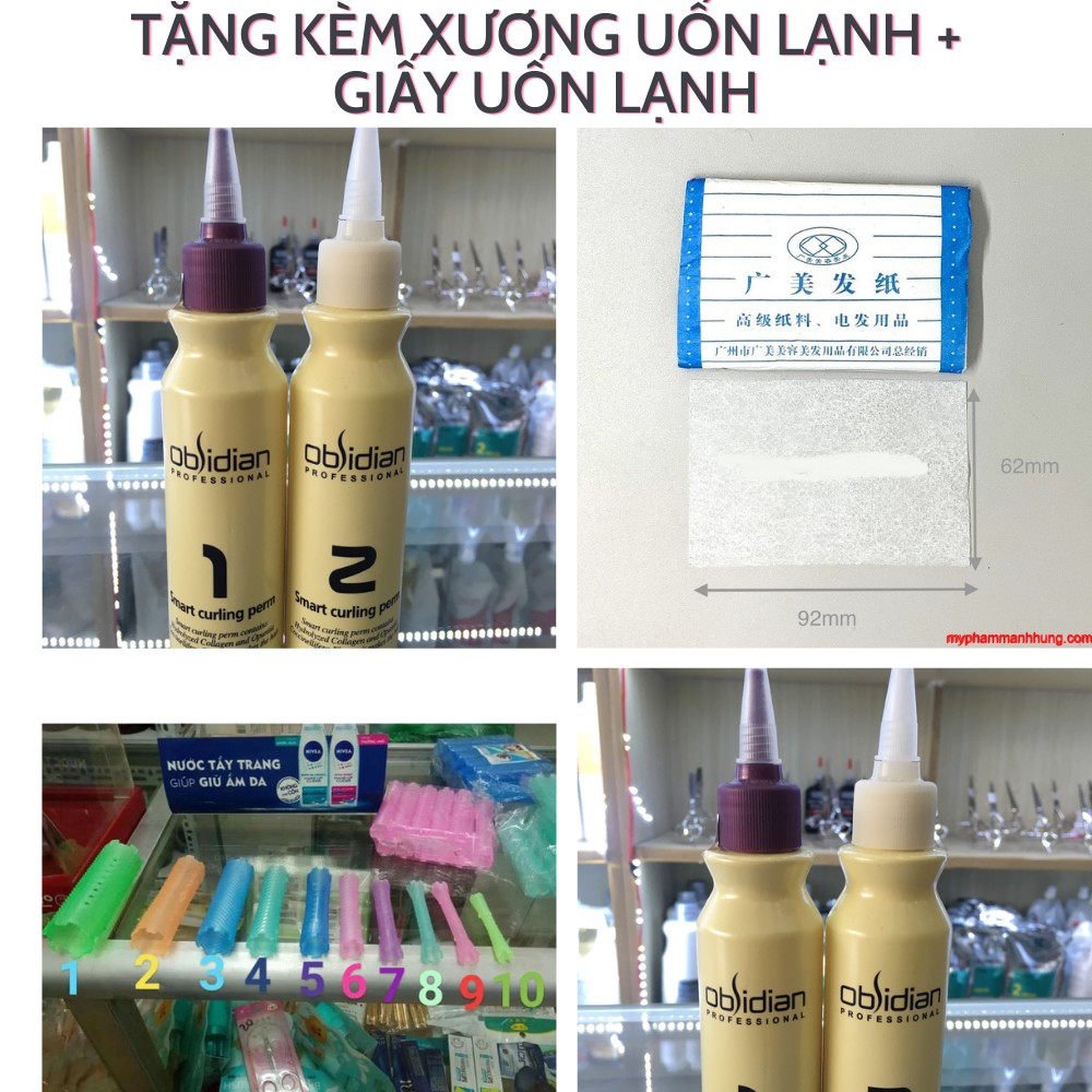 COMBO UỐN TÓC TẠI NHÀ 3D OBSIDIAN UỐN LẠNH VÀ UỐN NÓNG 120ML + tặng kèm xương uốn + TẶNG GIẤY UỐN